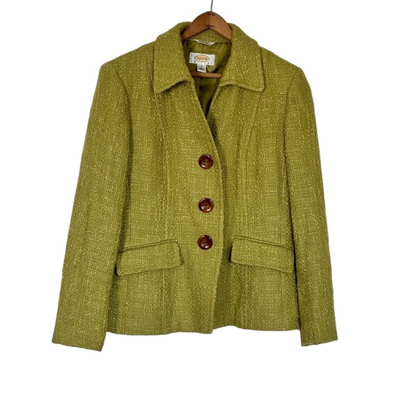 Talbots Jackets & Blazers - Talbots Vintage apple Green Textured Blazer Jacket Size 4 Petite Italian fabric